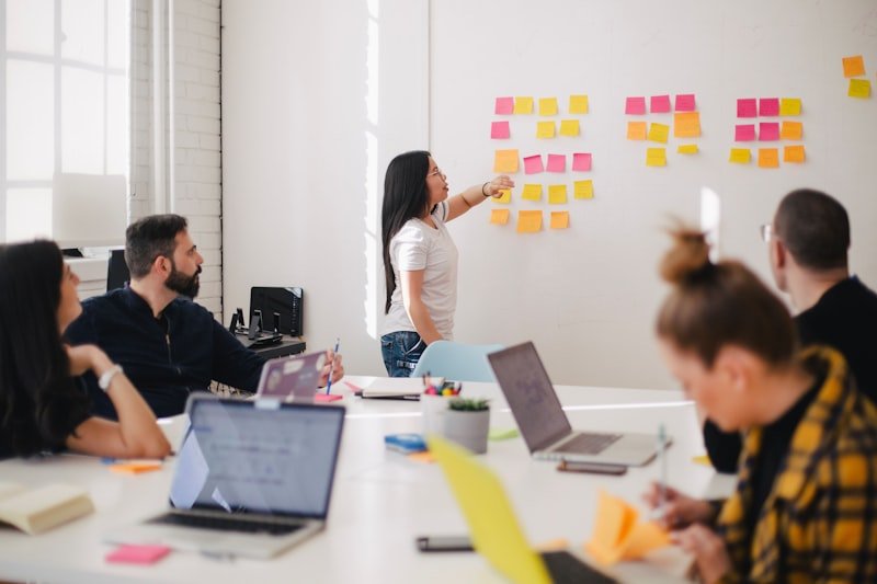 Team reviewing business performance